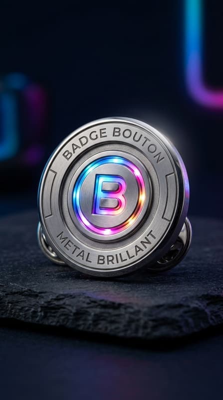 Badge Bouton Metal Brillant