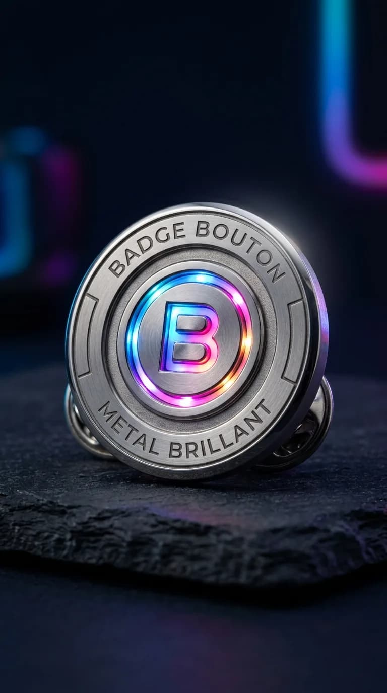 Badge Bouton Metal Brillant