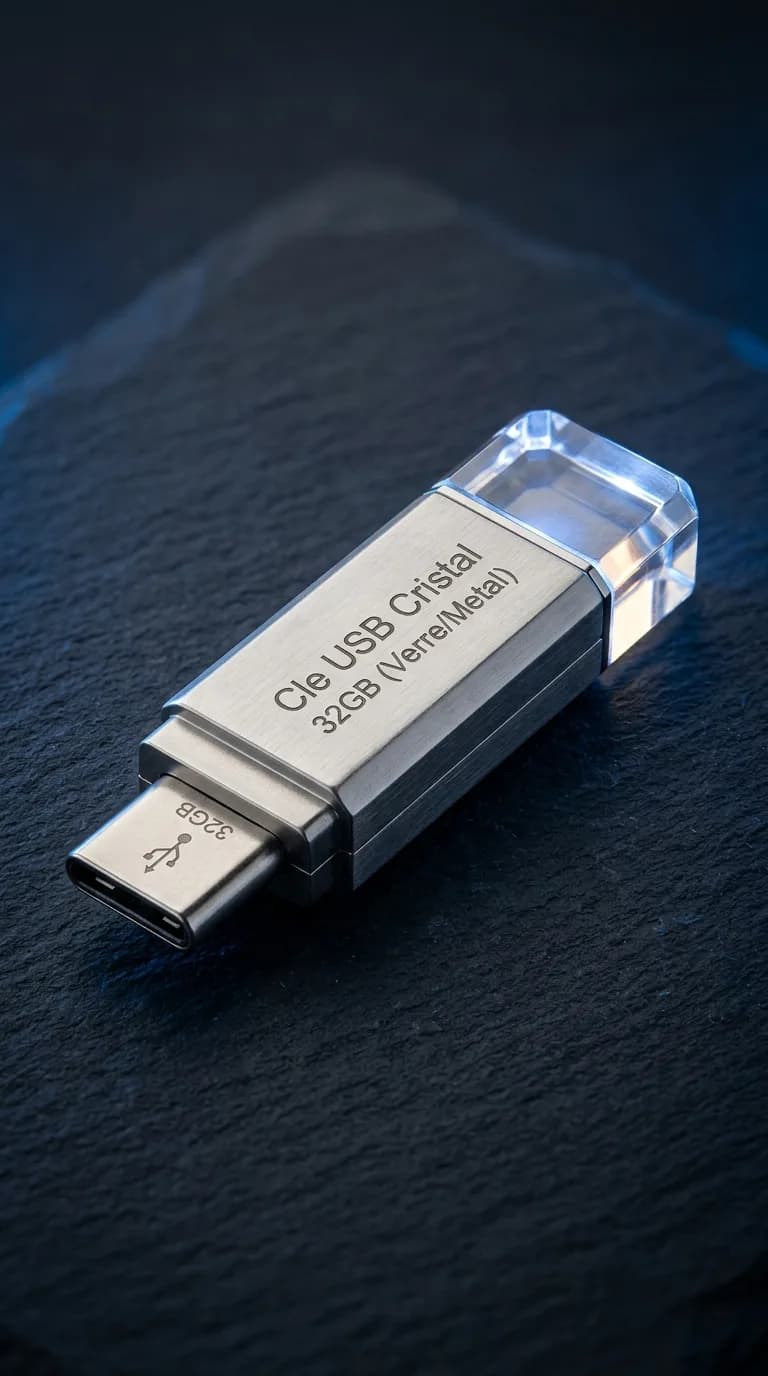 Cle Usb Cristal Verre Metal