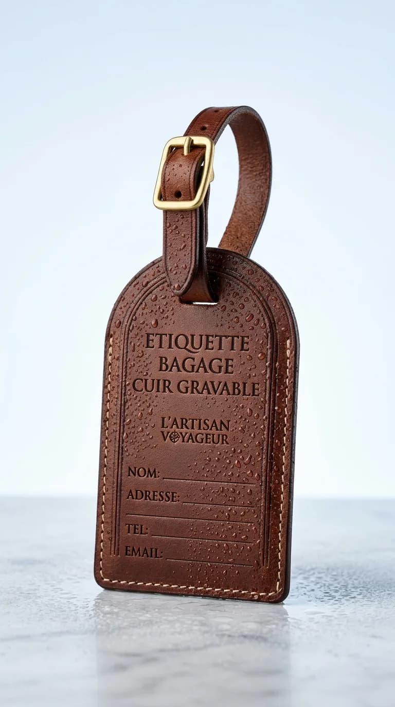 Etiquette Bagage Cuir Gravable