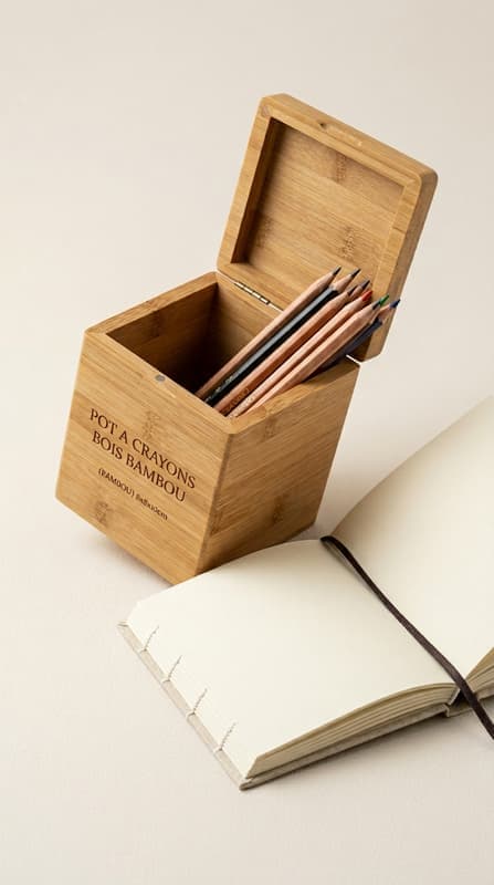Pot A Crayon Bois Bambou — vue 2