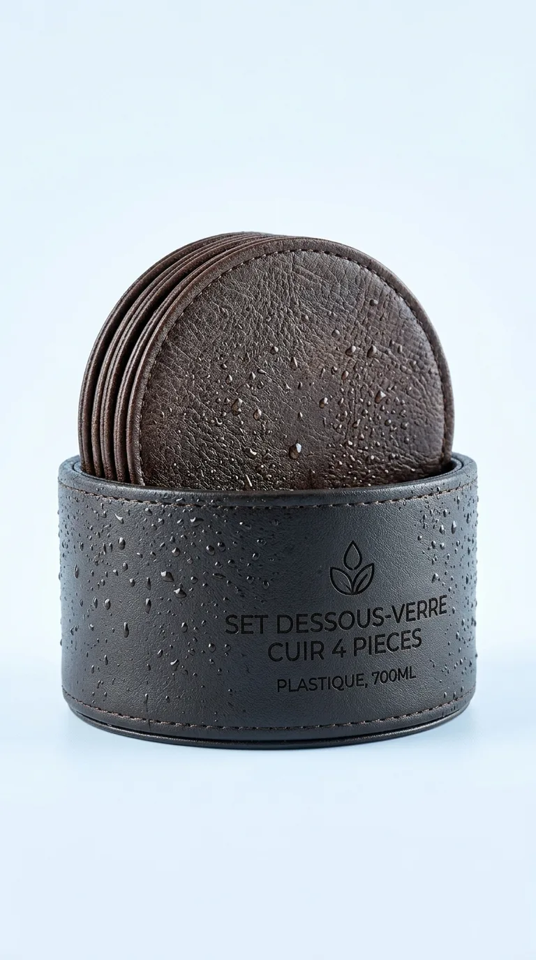 Set Dessous Verre 4 Pieces Cuir